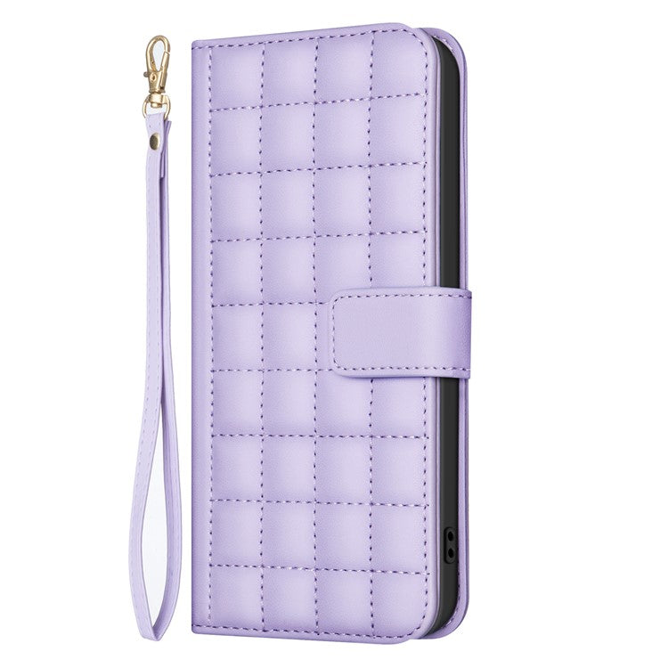 BINFEN COLOR BF34 for Motorola Moto G45 5G / G34 5G Case Square Grid Wallet Phone Leather Cover - Light Purple