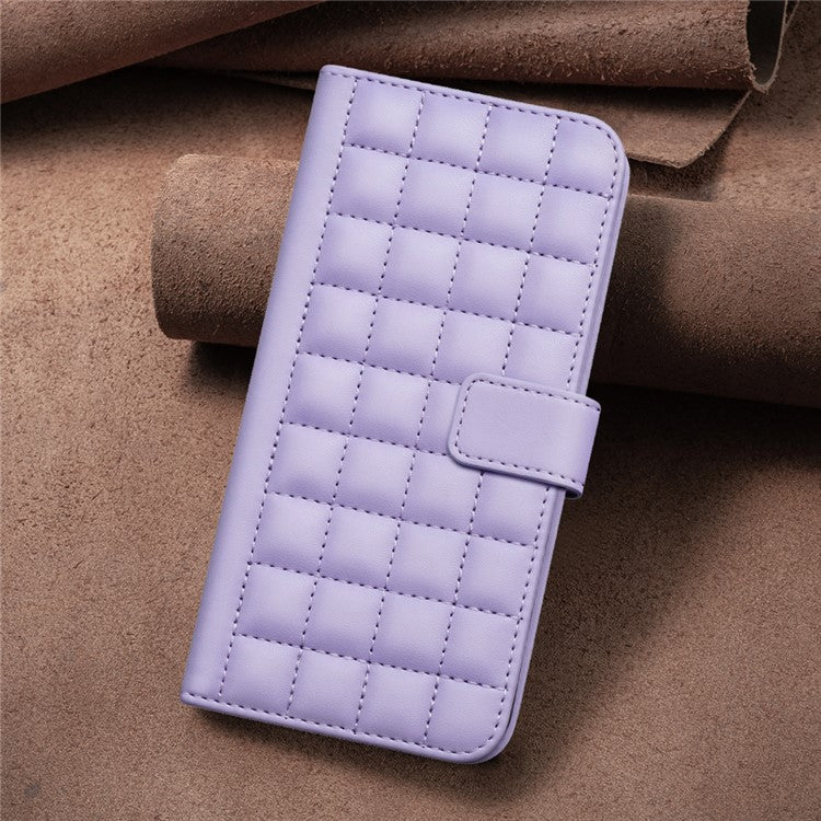 BINFEN COLOR BF34 for Motorola Moto G45 5G / G34 5G Case Square Grid Wallet Phone Leather Cover - Light Purple