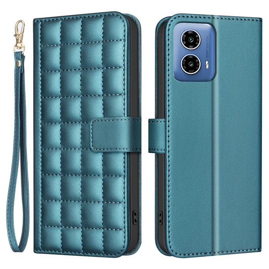 BINFEN COLOR BF34 for Motorola Moto G45 5G / G34 5G Case Square Grid Wallet Phone Leather Cover - Green