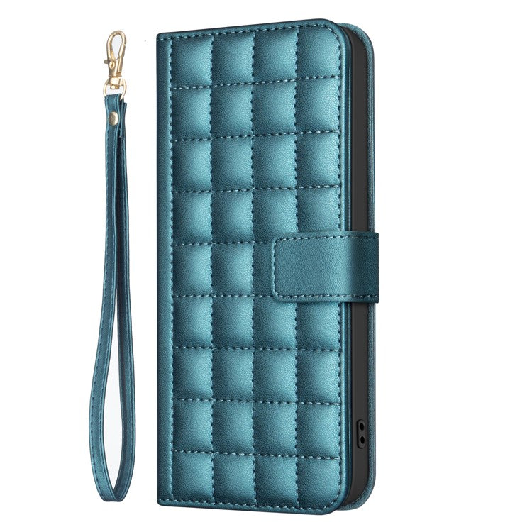 BINFEN COLOR BF34 for Motorola Moto G45 5G / G34 5G Case Square Grid Wallet Phone Leather Cover - Green