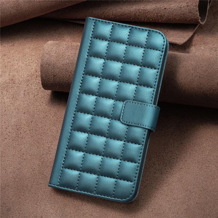 BINFEN COLOR BF34 for Motorola Moto G45 5G / G34 5G Case Square Grid Wallet Phone Leather Cover - Green