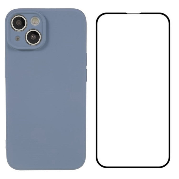 WANLONFENG RB2 Series for iPhone 14 Case Precise Cutout Lens Hole TPU Phone Cover with Screen Film - Lavender Grey