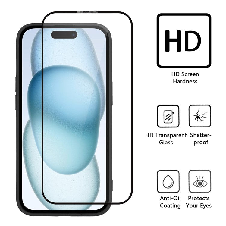 WANLONFENG RB2 Series for iPhone 14 Case Precise Cutout Lens Hole TPU Phone Cover with Screen Film - Lavender Grey