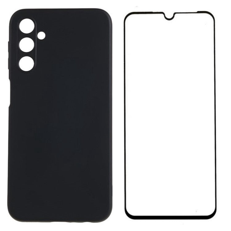 WANLONFENG RB2 Series for Samsung Galaxy A14 5G / 4G Case Anti-Scratch TPU Phone Cover with Screen Protector - Black