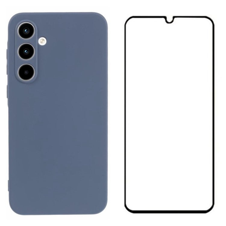WANLONFENG RB2 Series for Samsung Galaxy A55 5G Case Anti-Fall TPU Phone Cover with Screen Film - Lavender Grey