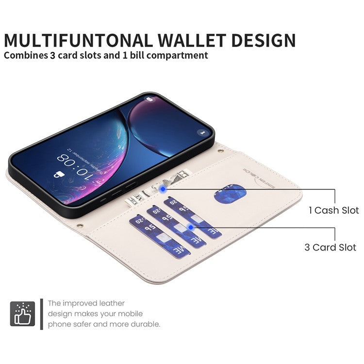 BINFEN COLOR BF34 for Xiaomi Redmi Note 13 Pro 4G / Poco M6 Pro 4G Case Leather Wallet Cover - Beige