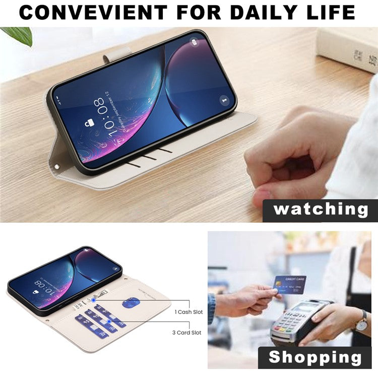 BINFEN COLOR BF34 for iPhone 14 Pro Case Full Protection Square Grid Leather Cover - Beige