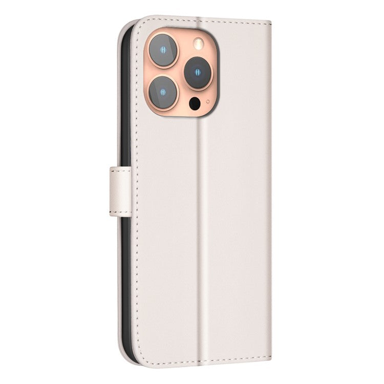 BINFEN COLOR BF34 for iPhone 14 Pro Case Full Protection Square Grid Leather Cover - Beige