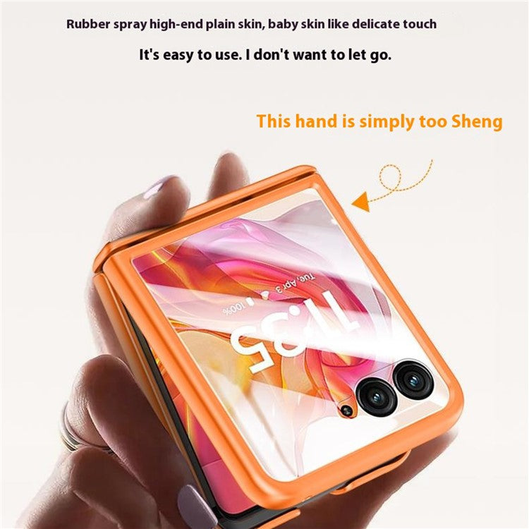 For Motorola Razr 50 Ultra 5G Case Skin-touch PU Leather Back Cover with Rebound Hinge, Rear Small Screen Protector - Green