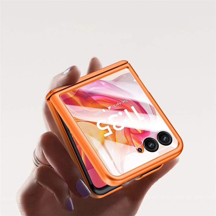 For Motorola Razr 50 Ultra 5G Case Shockproof Hard PC Phone Cover with Rear Small Screen Protector - Black