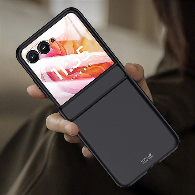 For Motorola Razr 50 Ultra 5G Case Shockproof Hard PC Phone Cover with Rear Small Screen Protector - Orange