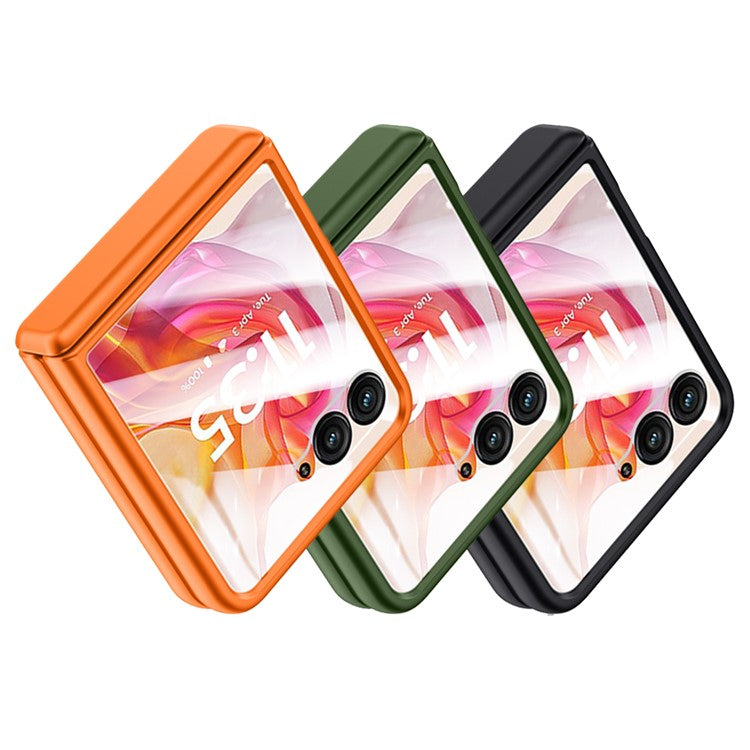 For Motorola Razr 50 Ultra 5G Case Shockproof Hard PC Phone Cover with Rear Small Screen Protector - Green