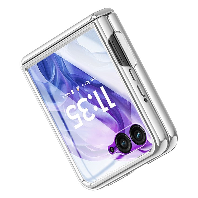 For Motorola Razr 50 5G Case PC+Acrylic Phone Cover with Rear Small Screen Protector Hinge Protection - Silver