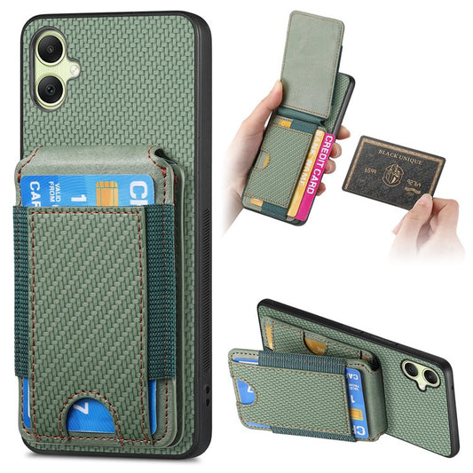 C1-12 For Samsung Galaxy A05 4G Case Carbon Fibre Leather Coated PC + TPU Phone Cover Kickstand - Green