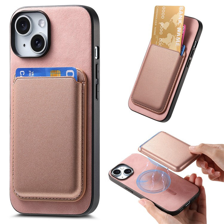 B2 For iPhone 14 Case Compatible with MagSafe Detachable Card Bag Phone Cover - Rose Gold