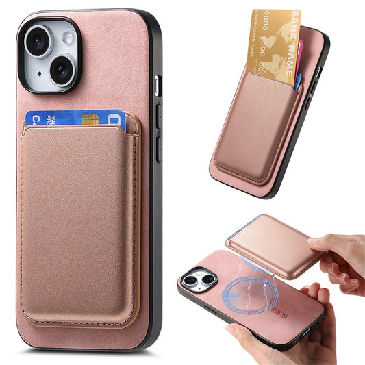 B2 For iPhone 14 Case Compatible with MagSafe Detachable Card Bag Phone Cover - Rose Gold
