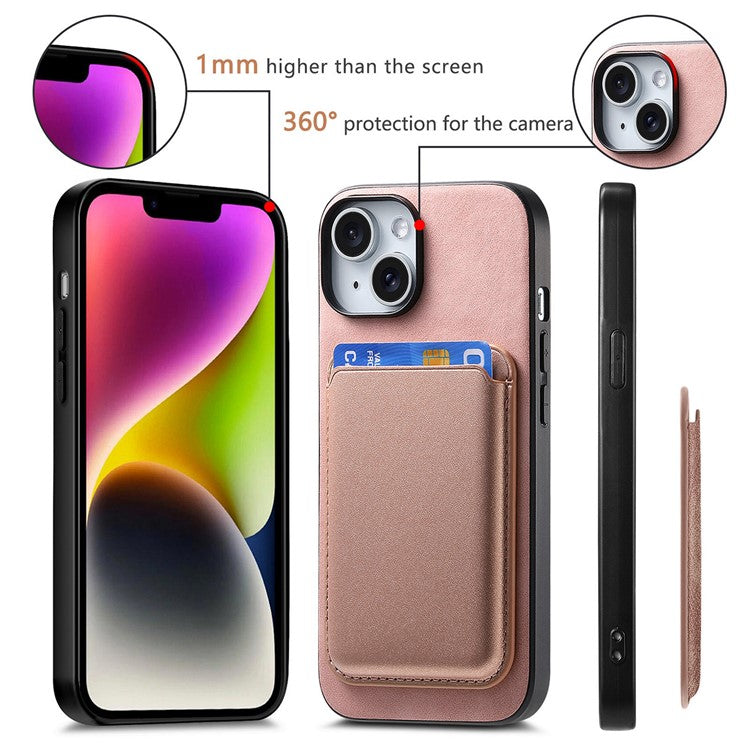 B2 For iPhone 14 Case Compatible with MagSafe Detachable Card Bag Phone Cover - Rose Gold