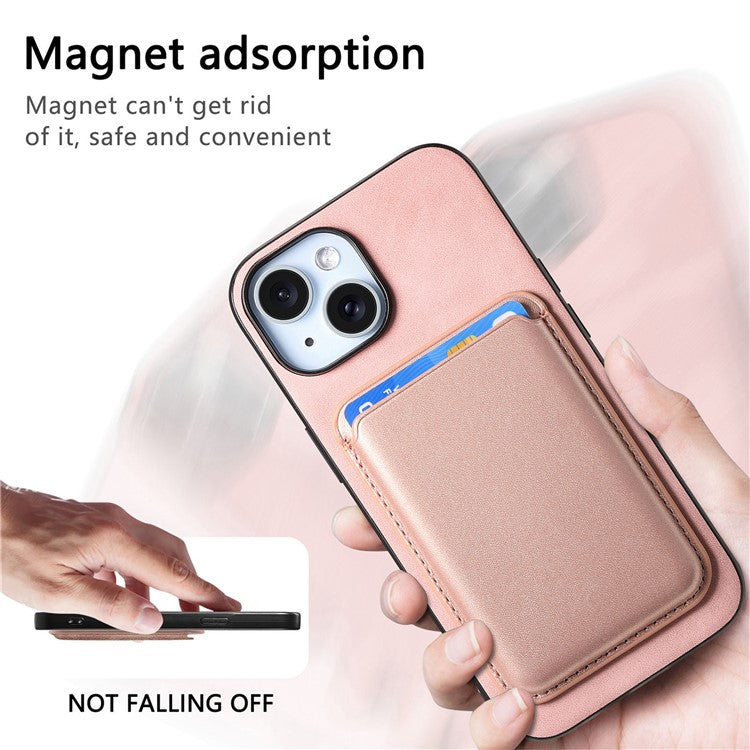 B2 For iPhone 14 Case Compatible with MagSafe Detachable Card Bag Phone Cover - Rose Gold