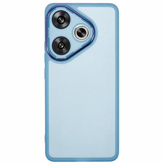 DKSM Series For Xiaomi Poco F6 5G / Redmi Turbo 3 5G Case Electroplated Camera Frame TPU Phone Cover - Transparent Cyan