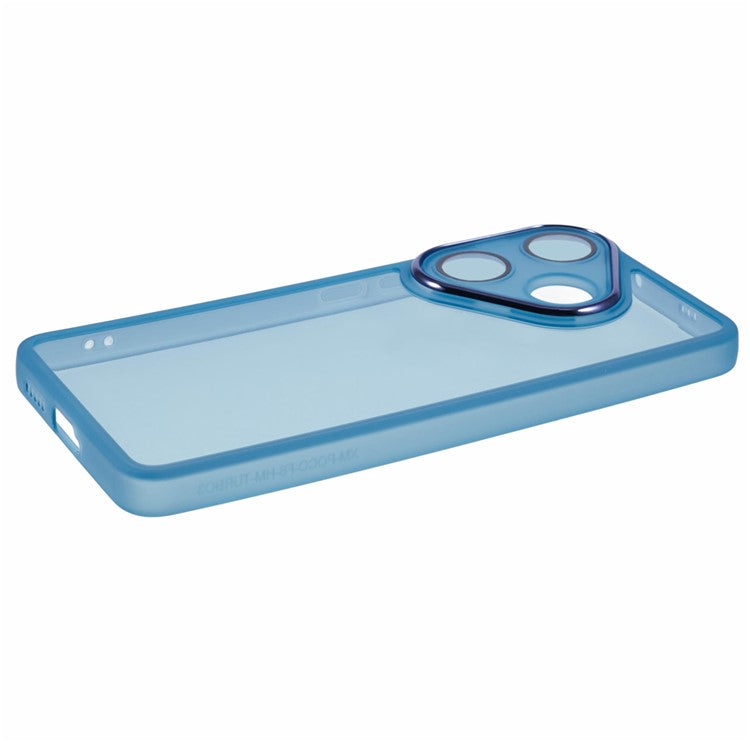 DKSM Series For Xiaomi Poco F6 5G / Redmi Turbo 3 5G Case Electroplated Camera Frame TPU Phone Cover - Transparent Cyan