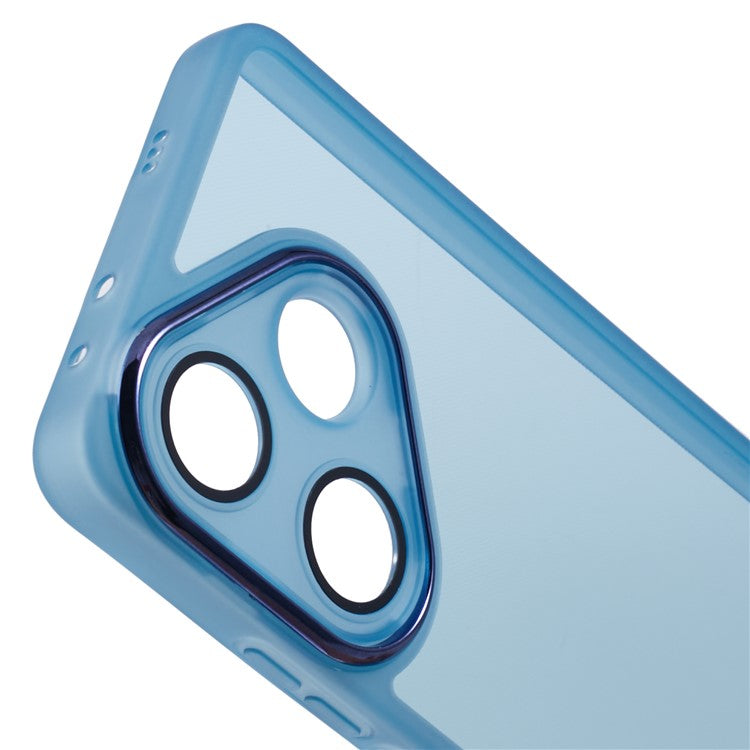 DKSM Series For Xiaomi Poco F6 5G / Redmi Turbo 3 5G Case Electroplated Camera Frame TPU Phone Cover - Transparent Cyan
