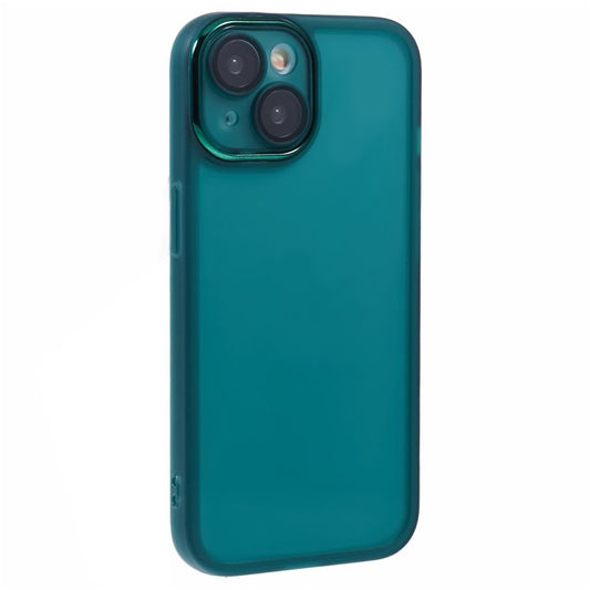 DKSM Series For iPhone 14 Case Electroplated Camera Frame TPU Phone Cover - Transparent Army Green