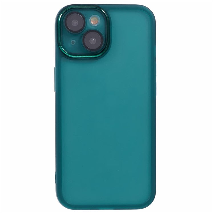DKSM Series For iPhone 14 Case Electroplated Camera Frame TPU Phone Cover - Transparent Army Green