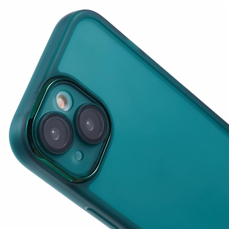 DKSM Series For iPhone 14 Case Electroplated Camera Frame TPU Phone Cover - Transparent Army Green