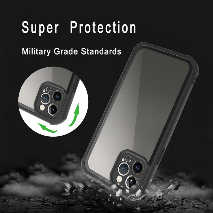 For iPhone 14 Clear Case Hard Acrylic Back TPU+PC Bumper Frame Shockproof Anti Drop Protective Phone Cover - Blue Purple / Rose