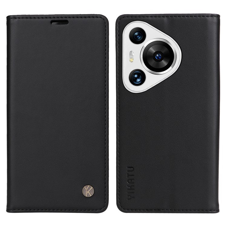 YIKATU YK-001 For Huawei Pura 70 Pro / Pura 70 Pro+ Case Wallet Flip Leather Phone Cover Hidden Magnetic - Black