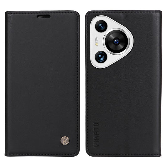 YIKATU YK-001 For Huawei Pura 70 Pro / Pura 70 Pro+ Case Wallet Flip Leather Phone Cover Hidden Magnetic - Black