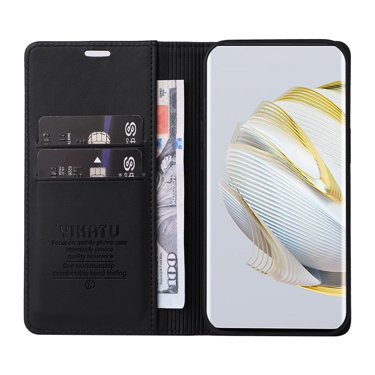 YIKATU YK-001 For Huawei Pura 70 Pro / Pura 70 Pro+ Case Wallet Flip Leather Phone Cover Hidden Magnetic - Black