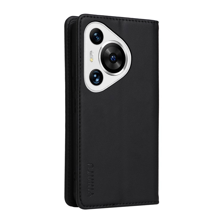 YIKATU YK-001 For Huawei Pura 70 Pro / Pura 70 Pro+ Case Wallet Flip Leather Phone Cover Hidden Magnetic - Black