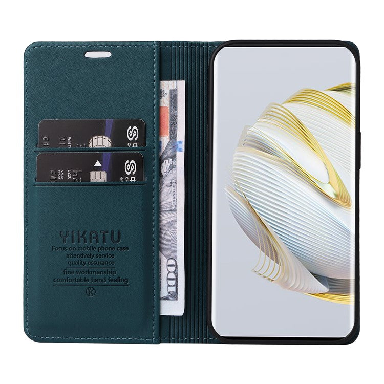 YIKATU YK-001 For Huawei Pura 70 Pro / Pura 70 Pro+ Case Wallet Flip Leather Phone Cover Hidden Magnetic - Green