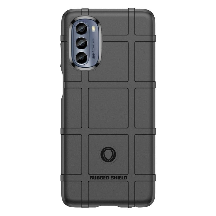 Cell Phone Case for Motorola Moto G62 5G, Rugged Square Grid Texture Shockproof TPU Phone Cover - Black