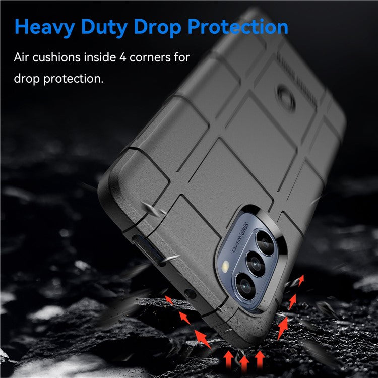 Cell Phone Case for Motorola Moto G62 5G, Rugged Square Grid Texture Shockproof TPU Phone Cover - Black