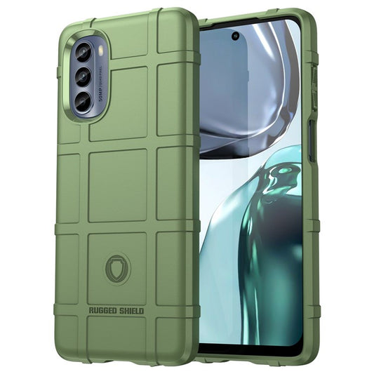 Cell Phone Case for Motorola Moto G62 5G, Rugged Square Grid Texture Shockproof TPU Phone Cover - Green