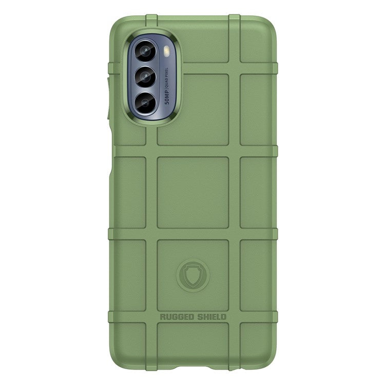 Cell Phone Case for Motorola Moto G62 5G, Rugged Square Grid Texture Shockproof TPU Phone Cover - Green