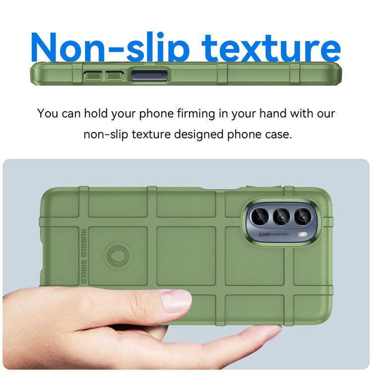 Cell Phone Case for Motorola Moto G62 5G, Rugged Square Grid Texture Shockproof TPU Phone Cover - Green