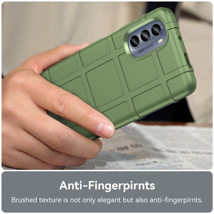 Cell Phone Case for Motorola Moto G62 5G, Rugged Square Grid Texture Shockproof TPU Phone Cover - Green