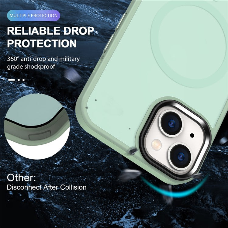 For iPhone 14 / 13 Magnetic Case TPU+PC Phone Cover Compatible with MagSafe - Light Green