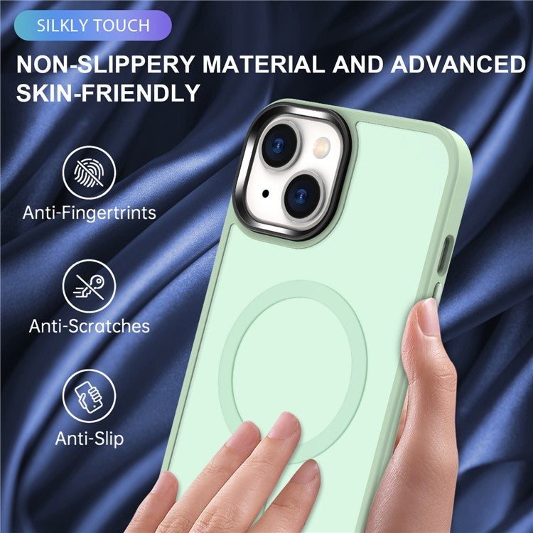 For iPhone 14 / 13 Magnetic Case TPU+PC Phone Cover Compatible with MagSafe - Light Green