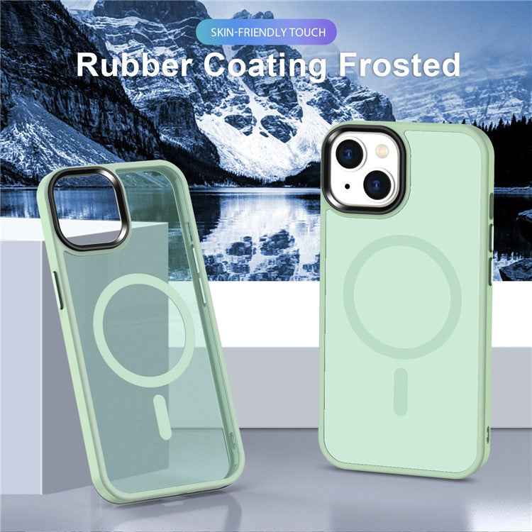 For iPhone 14 / 13 Magnetic Case TPU+PC Phone Cover Compatible with MagSafe - Light Green