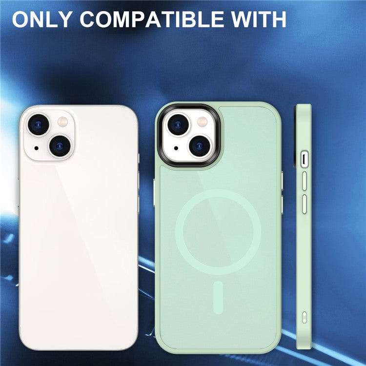 For iPhone 14 / 13 Magnetic Case TPU+PC Phone Cover Compatible with MagSafe - Light Green