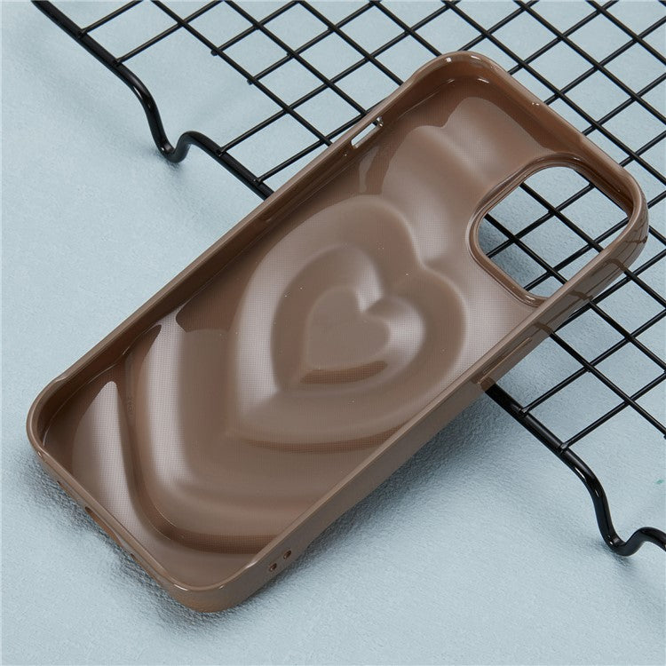 WT Series For iPhone 14 Case Heart Design Shockproof Soft TPU Phone Cover - Brown