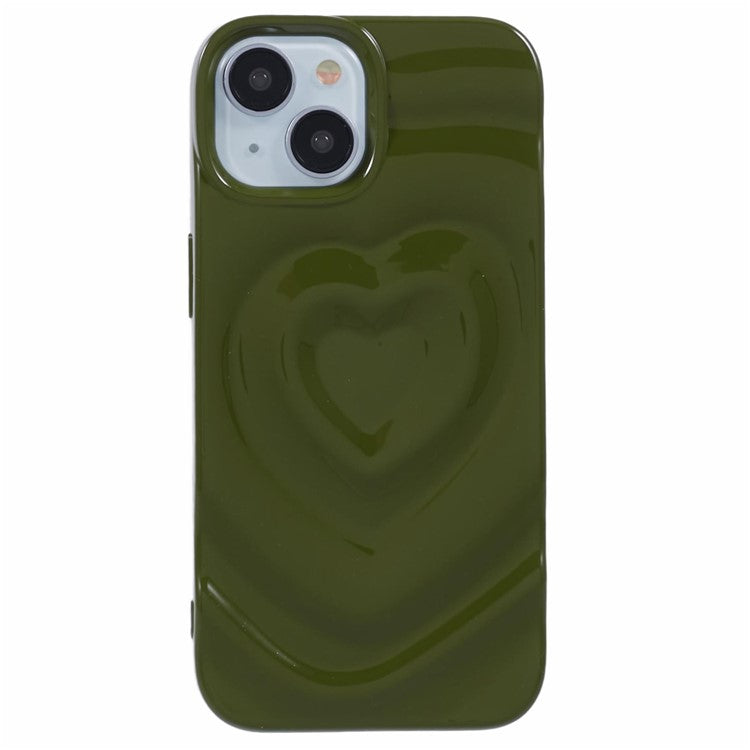 WT Series For iPhone 14 Case Heart Design Shockproof Soft TPU Phone Cover - Avocado Green
