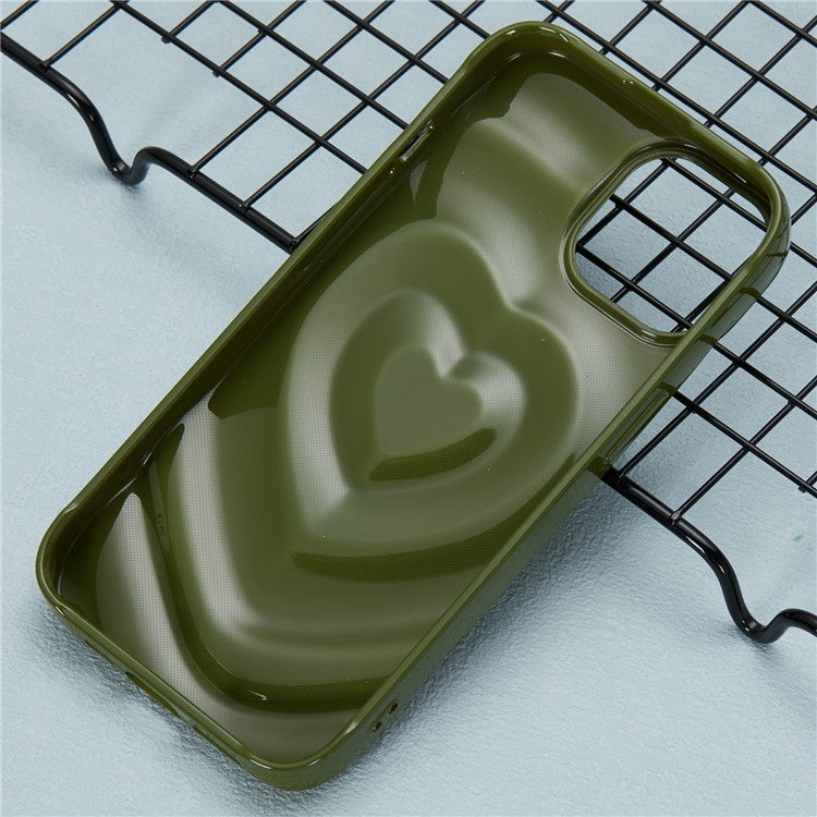 WT Series For iPhone 14 Case Heart Design Shockproof Soft TPU Phone Cover - Avocado Green