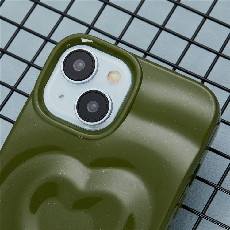WT Series For iPhone 14 Case Heart Design Shockproof Soft TPU Phone Cover - Avocado Green