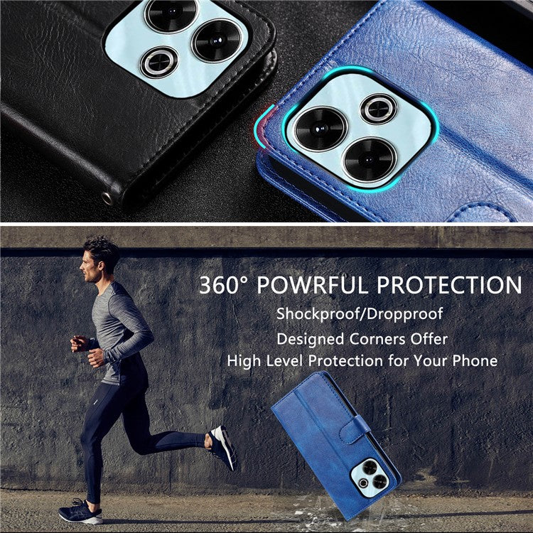013 Style For Xiaomi Redmi 13 5G / 4G Case Anti-Fall PU Leather Phone Cover with 6 Card Slots - Blue