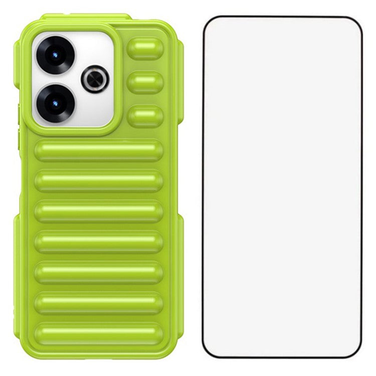 WANLONFENG LK Series for Xiaomi Redmi 13 5G  /  4G TPU Case Capsule Ribbed Cover with Screen Film - Green